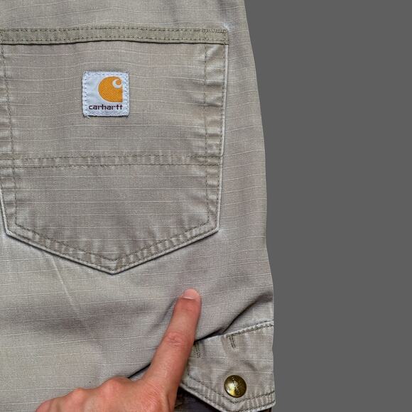 Carhartt Mens XL Cargo Shorts Stone Tan Gray Distressed Worn GUC - Picture 8 of 9